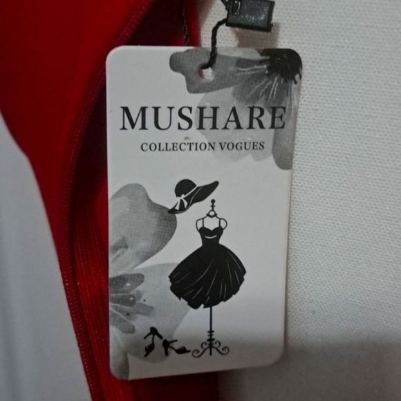 MUSHARE Red V Neck Sleeveless Splits Formal Cocktail Pary Prom Long Dress S NWT - Picture 9 of 13